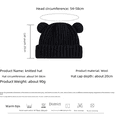 thumbnail image 3 of Gorro de lana con forma de oso para mujer, estilo coreano, tejido con letras, gorro cálido y resistente al frío para hombre, 3 of 4