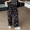 thumbnail image 3 of XXWXYD Clearence Girl's Baggy Bow Jeans Wide Leg Denim Pants Y2K Zipper Fly Flap Pocket Cargo Pants Girls Korean Style Middle And Large Children's Stylish Jeans, 3 of 6