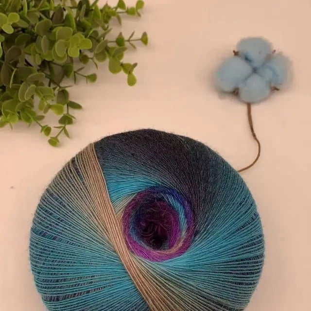 Segmental Dyed Rainbow Hand Knitted Thread 200g 1600m Long Invincible Magic Ball Wool Crochet Thread Rainbow Magic Ball