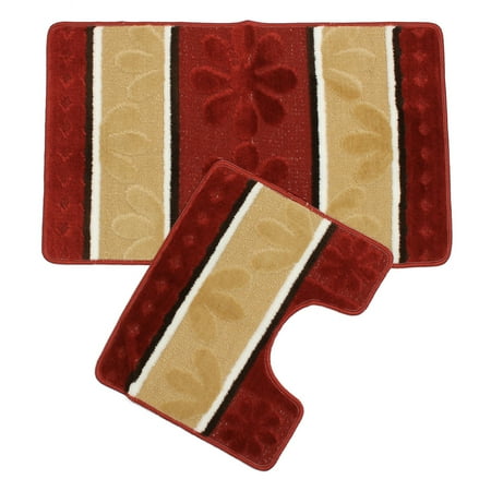 2pcs Cotton Bathroom Mats Set Washable Bath Pedestal Mat Sets