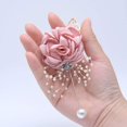 thumbnail image 3 of WOVTE 6 Pieces/lot Wedding Boutonniere Handmade Rose Boutonniere Corsage with Pin, Lapel Pin Rose Wedding Boutonniere for Wedding Prom Party Decor (Rhinestone Pink), 3 of 4