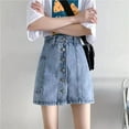 thumbnail image 6 of Women's Denim Irregular Single A-Line Skort - Two-Piece Casual Shorts Pants, S-XXXXXL, 6 of 8