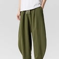 thumbnail image 5 of Xdegoge Men'S Linen Pants Baggy Wide Leg Casual Loose Fit Yoga Lounge Harem Trousers with Elastic Waist Drawstring Summer Beach Vacation Bottoms, 5 of 9