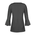 thumbnail image 5 of Sakmal V-Neck Blouses Women's Tunic Pleated Bell 3/4 Sleeve Peplum Shirts Gray Blouses Womens Summer Outfits, 5 of 5