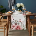 thumbnail image 2 of Pink Valentine's Day Table Runner - 90 Inch Long, Kitchen Dining Table Runner Dresser Scarves, Romantic Roses Spring Floral Farmhouse Decor for Coffee Tables Wedding Party Banquet, 2 of 8