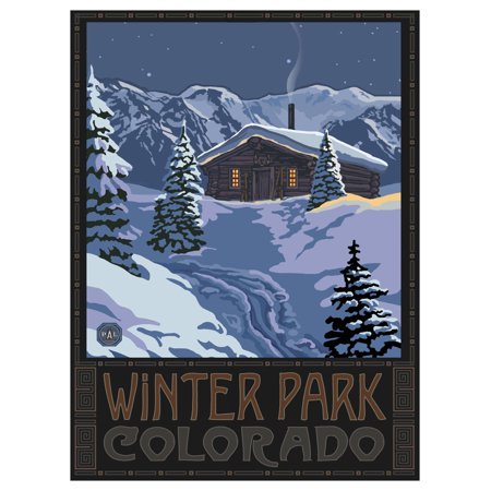 Winter Park Colorado Winter Mountain Cabin Giclee Art Print Poster