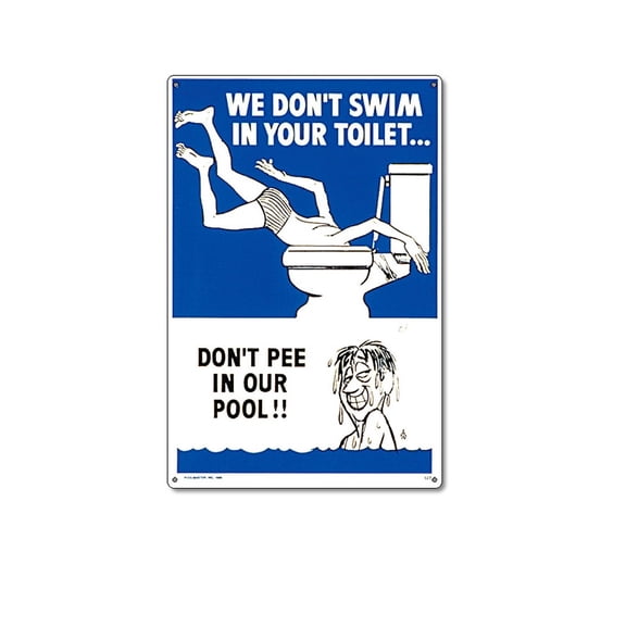 Swim Central 18" Blue and White Funny Residential Swimming Pool Sign