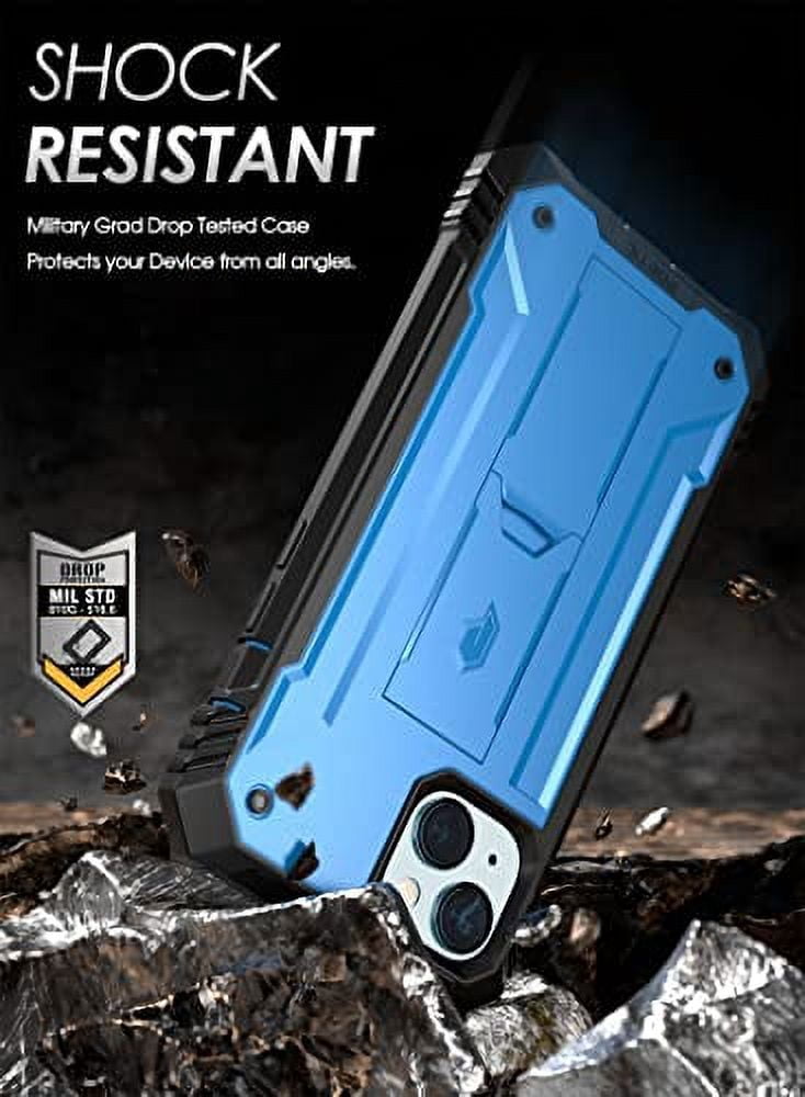 Poetic Revolution Case for iPhone 14 Plus, Heavy Duty Full Body Cover with Kickstand, Light Blue