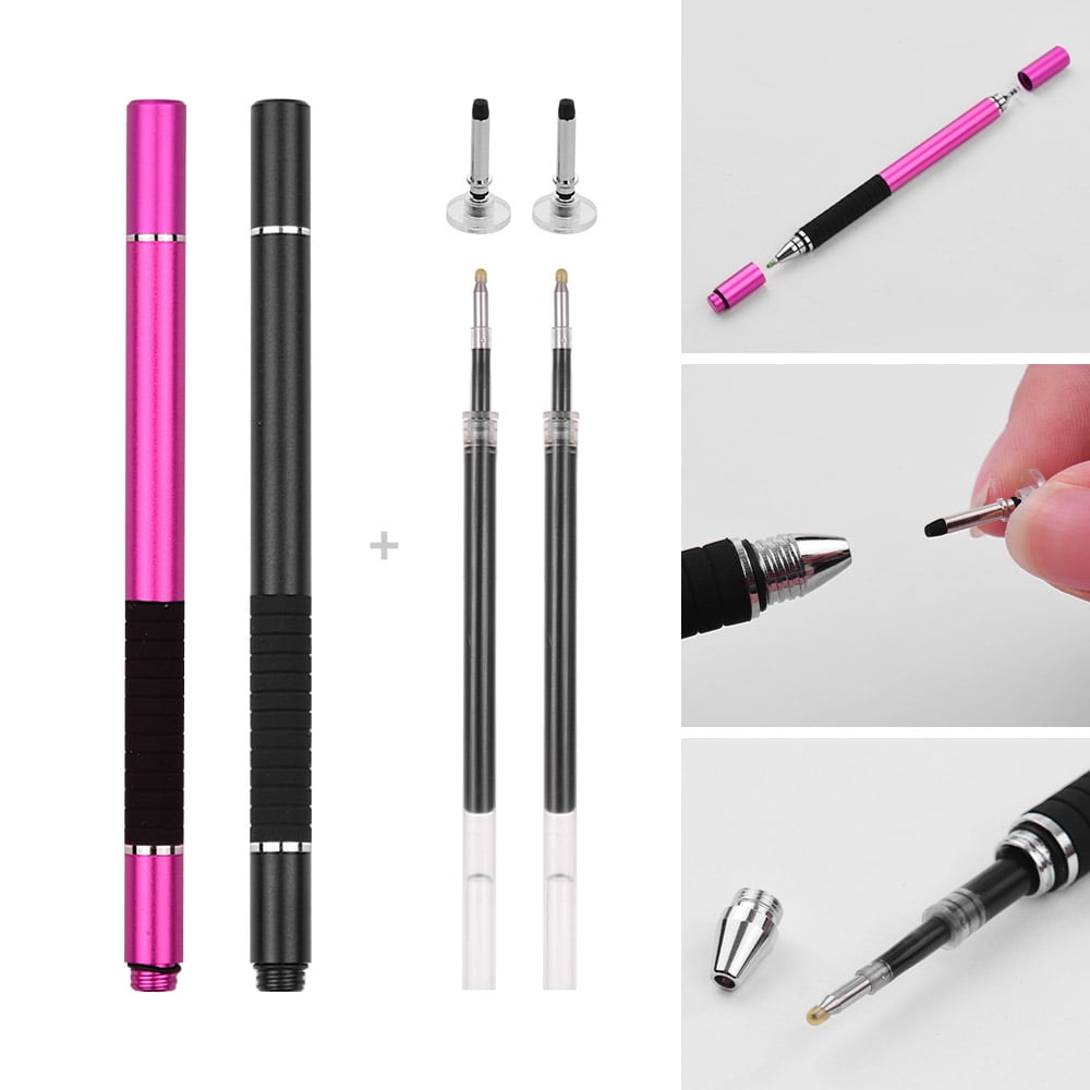 2 in 1 Stylus Pen with Refill and Disc Capacitive Touchscreen Stylus
