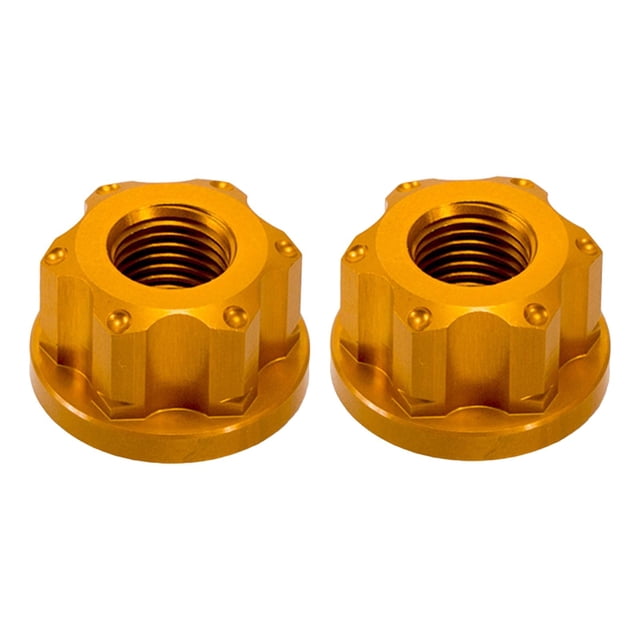 2 Tuercas de Eje para Cubo de Rueda de Bicicleta, Pernos de Cubo de Rueda Delantera, Tuerca de Eje Sólida M9 Confiable, Tuerca de Eje con Brida para B Oro