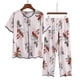 thumbnail image 2 of Conjunto de Dos Piezas para las Mujeres de Verano Casual Manga Corta Cuello Redondo Y Pantalones, Algodón Seda Pijama Conjunto, 2 of 3