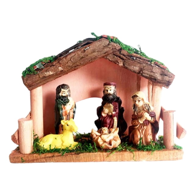Conjunto de pesebre de Pascua Estatua de la Sagrada Familia Figura de la Natividad Escultura de Adoración B