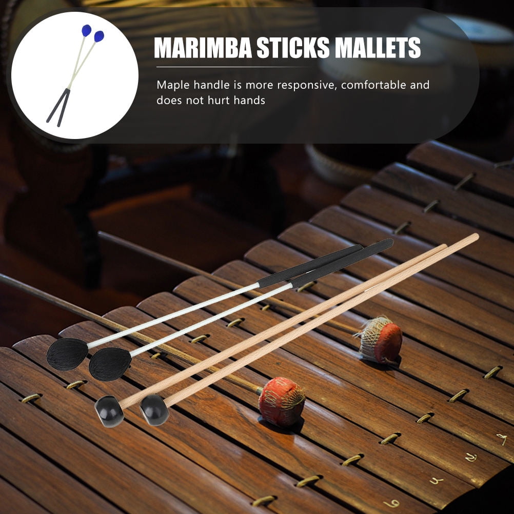 LABSERRON 2Pairs Rubber Marimba Hammer Percussion Sticks Assorted Color for Instrument Use