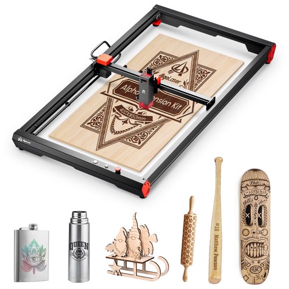 Algo Alpha Graveur, Machine de Gravure et de Découpe 10 W avec Trousse d'Extension, Grande Surface de Travail 33 Pouces X 16 Pouces, Graveur avec Contrôle par Application Wi‐Fi pour Bois, Acrylique et Métal