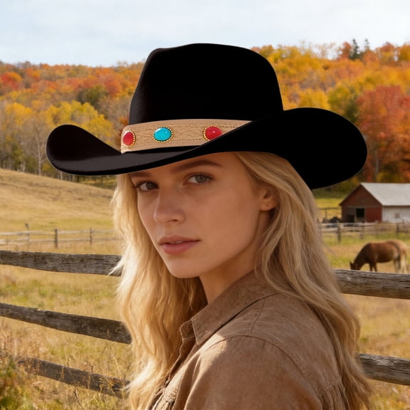 Western Cowboy Hat for Everyday Wear - Classic Fedora Style for Home Leisure and Seasonal Fashion, Black