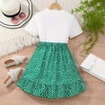 thumbnail image 6 of TAIAOJING Toddler Children Girls Short Sleeve Cartoon Prints Bowknot T-Shirt Tops Skirts Outfits Sets Stylish 6-7 Y, 6 of 7