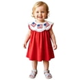 thumbnail image 3 of Staki Toddler Baby Girl 4th of July Outfit American Flag Bowknot 4th of July Dress Kids Girls Fourth of July Clothes,12-18 Months, 3 of 8