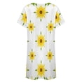thumbnail image 5 of Floral Sunflower Pattern on White Women Nightgown Sleepwear Short Sleeves For Vacations Travels Nightgowns Women's Pajamas, 5 of 7