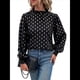 thumbnail image 3 of Camisa Informal Holgada de Larga con Estampado en Caliente para Mujer, Cuello Redondo Plisado Negro L, 3 of 10