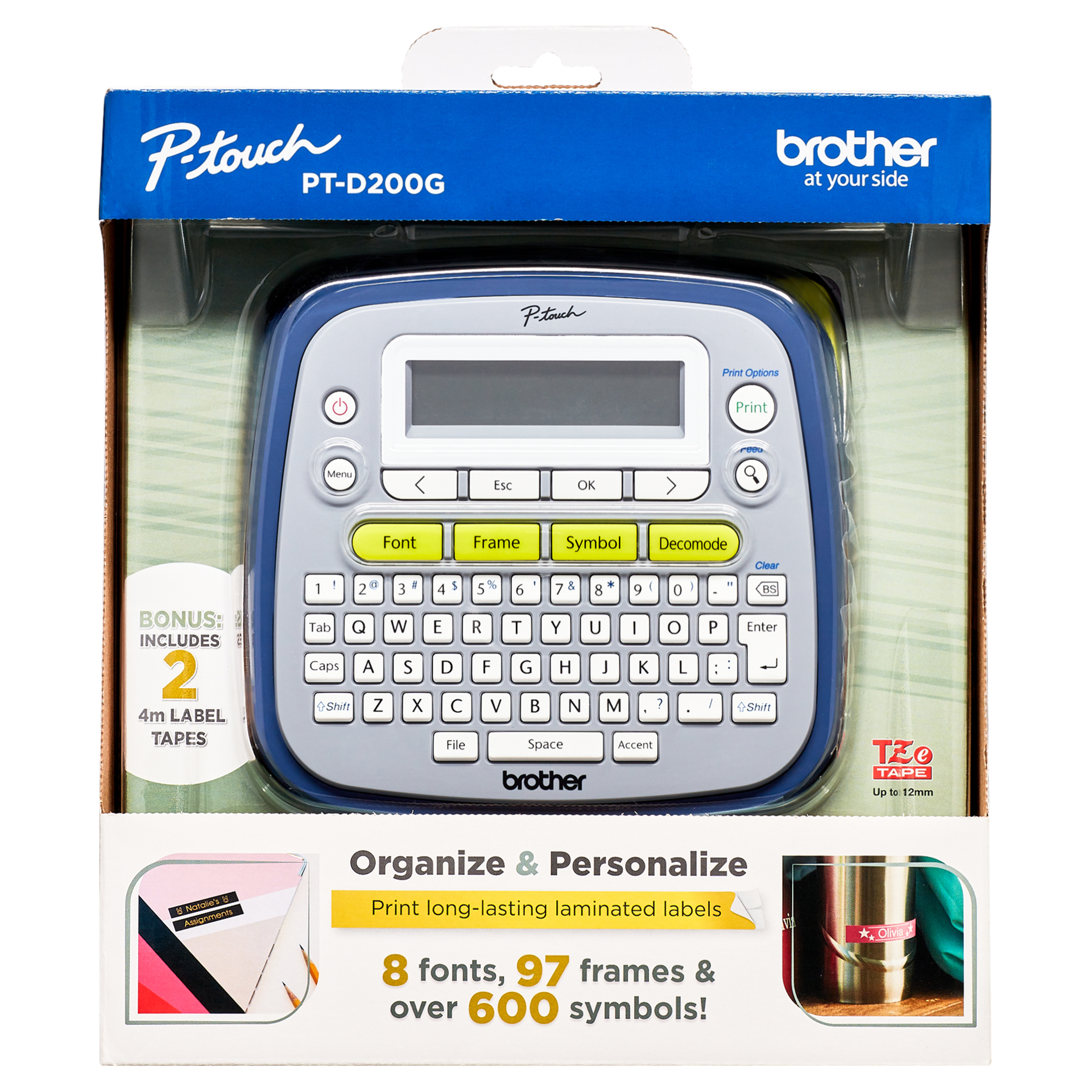 Brother P-Touch PT-D200G Label Maker with Tape, Easy-to-Use Home & Office Labeling Solution, 1 Piece