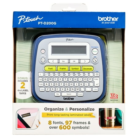 Brother P-Touch PT-D200G Label Maker with Tape, Easy-to-Use Home & Office Labeling Solution, 1 Piece