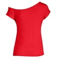 thumbnail image 5 of iHengLiXing Boat Neck Off Shoulder Tops for Women Women's Casual Off Shoulder Tops Short Sleeve T Loose Summer Blouse Shirt Red L, 5 of 8