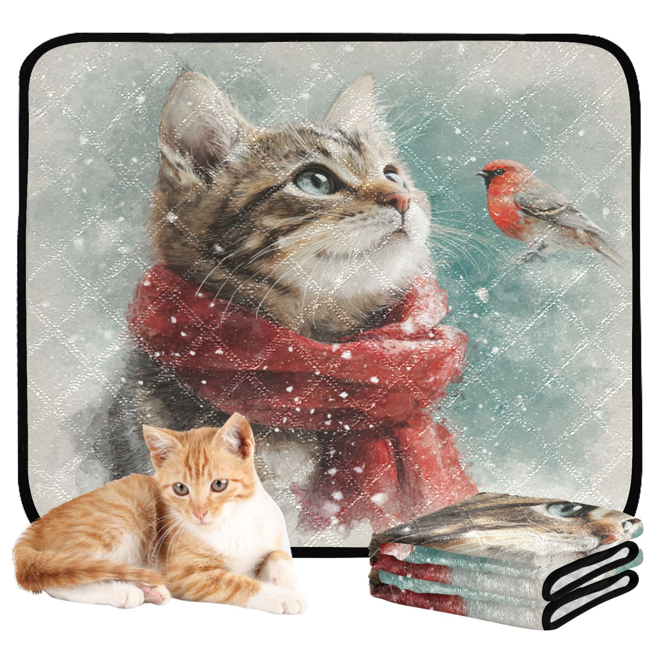 Qxltty Winter Cat Cat litter Pads Pet Set of 2 Diaper Mats Center Anti-leakage Layer Absorbent Soft and Comfortable