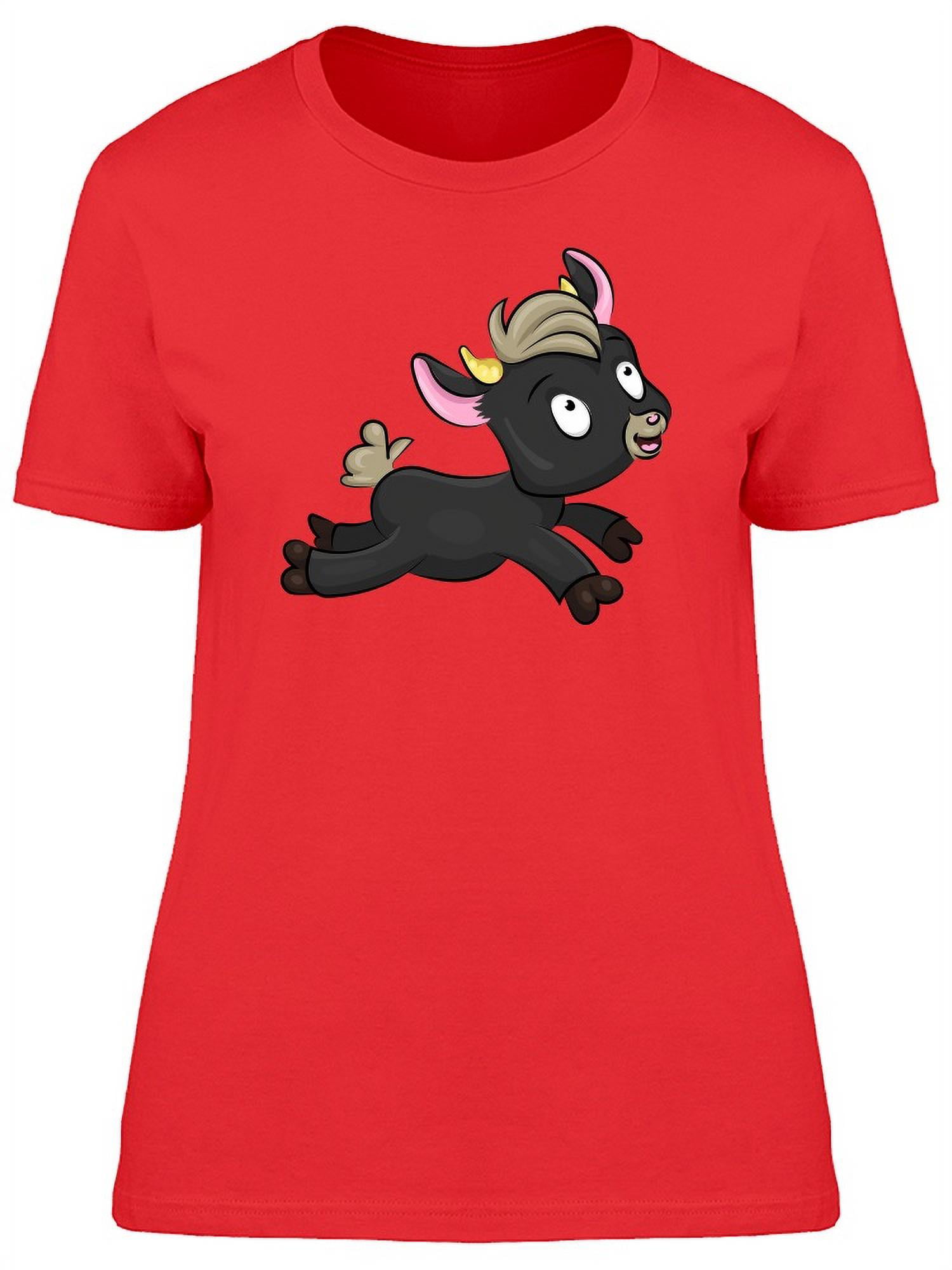 Cartoon Black Baby Goat T-Shirt Women -Image by Shutterstock, Female  XX-Large 