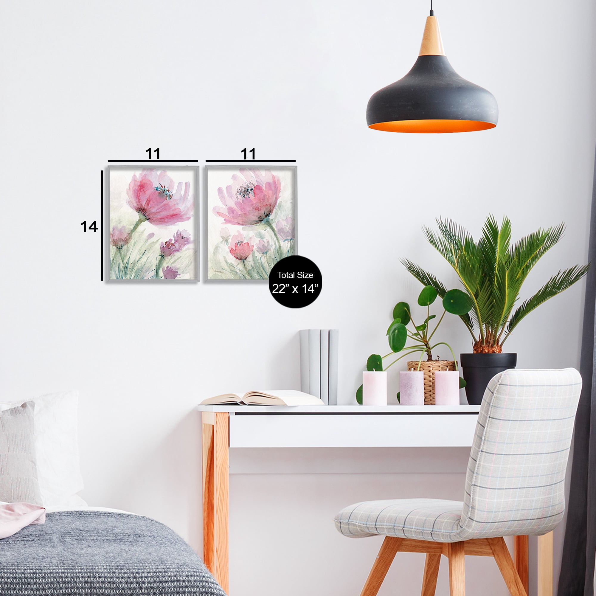 Stupell Industries Speckled Flower Stamens 2 Piece Gray Framed Giclee Art Set, design by Patti Bishop