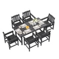 thumbnail image 5 of Erinnyees 7-Piece HDPE Outdoor Dining Set, 66.9" Marble Texture Patio Table with Umbrella Hole, and 6 All-Weather Chairs for Yard Deck Porch, Black, 5 of 9