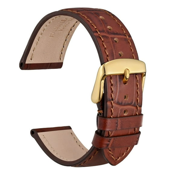 ASLL Unisex Croc Leather Watch Band – Brown Replacement Strap for Men & Women 20mm (Browm)