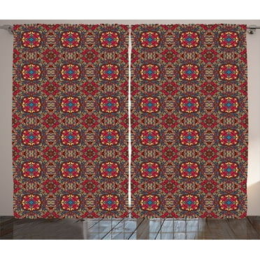 Ambesonne Vintage Curtains 2 Panel Set, Vivid Oriental East, 108" x 90", Multicolor