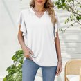 thumbnail image 2 of Drses Women's Plus-Size Summer Tops - Stylish Notched V Neck T-Shirts with Ruffle Details, 2 of 3