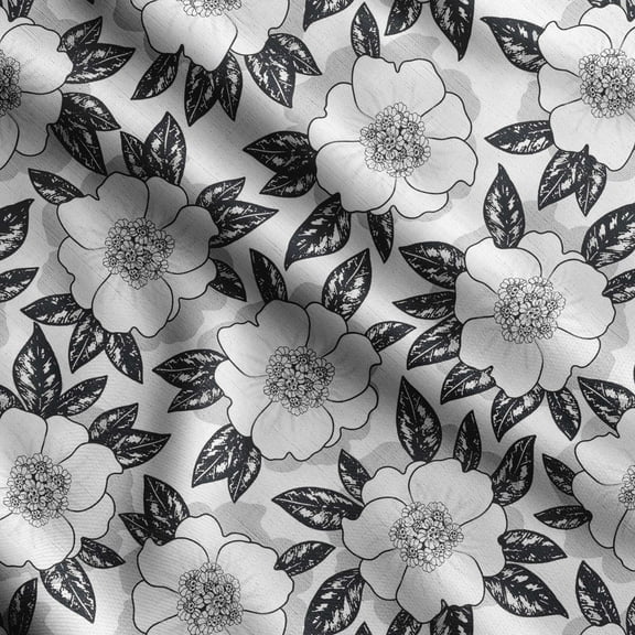 Soimoi Floral Print, Silk Fabric Decor Sewing Fabric By The Yard- 42 Inch WideDecorative Fabric For Shirts, Suits, Ties-Gray