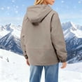 thumbnail image 4 of TtopsQueen Women Oversized Cargo Hooded Jacket, Multi Zipper & Flap Pocket Windproof Coat with Drawstring Hem, Elastic Cuffs Streetwear Casual Outer Layer Beige,L, 4 of 6