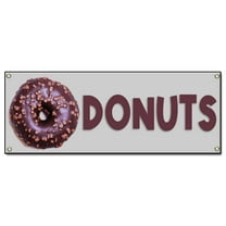 Donuts | 24" X 72" Banner | Concession Stand Food Truck Single Sided With Grommets | Made in The USA