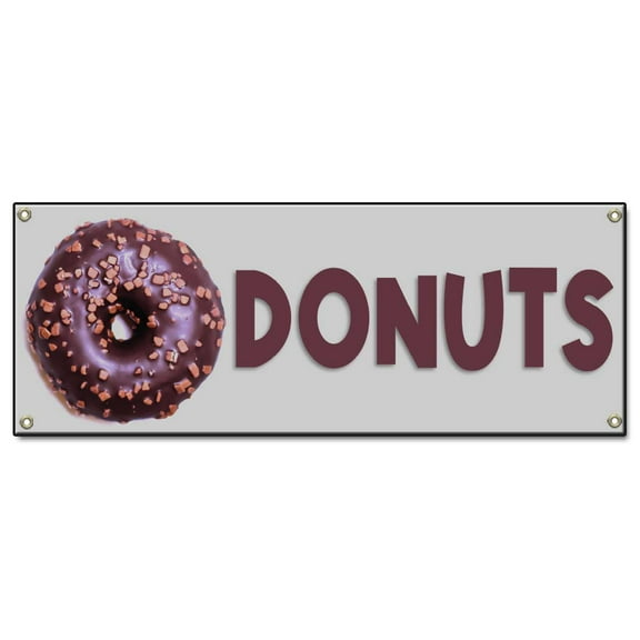 Donuts | 18" X 48" Banner | Concession Stand Food Truck Single Sided With Grommets | Made in The USA