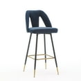 thumbnail image 3 of Akoya Collection Modern | Contemporary Velvet Upholstered Connor 28" Bar Stool & Counter Stools with Nailheads and Gold Tipped Black Metal Legs,Set of 2 (Blue), 3 of 9