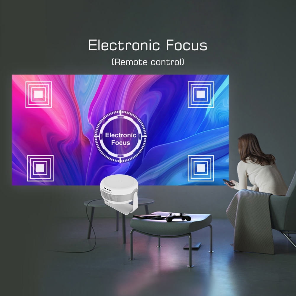 Projector,AILKIN Portable Mini Smart Projector 4K Outdoor Movie Home Theater,Remote Control Focus 5G 1280P with 130" Projector with Wifi and Bluetooth Compatible iOS/Android 12.0
