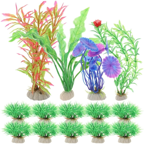 14 Uds pecera decoración de plantas falsas plástico duradero modelo de planta falsa acuario modelo de planta decorativa