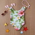 thumbnail image 6 of Grblisyd Girls Swimsuit Flutter Sleeve Hawaiian One Piece Bathing Suit Crew Neck Girls'Swimwear 10Y, 6 of 6