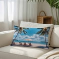 thumbnail image 3 of Summer Beach Coastal Throw Pillow Cover, Pillowcase Protectors with Zipper, Breathable Decorative Lumbar Pillow Case Cover, Blue Sea Ocean Landscape Hawaii Pillow Shams for Couch Sofa 12x20Inch, 3 of 8