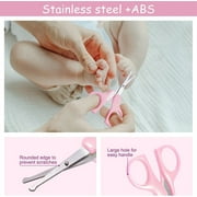 Baby Nail Kit 4-in-1 Baby Nail Care Tool Set Safe Baby Manicure Set Includes Baby Nail Clippers, Scissor, Nail File and Tweezer Baby Grooming Kit for Newborn Infant Toddler (Pink)