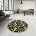 thumbnail image 4 of Ahgly Company Machine Washable Indoor Round Abstract Night Black Area Rugs, 3' Round, 4 of 7