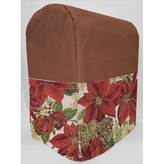 Canvas Christmas Poinsettia Cover Compatible with Hamilton Beach 4 Quart 7 Speed Tilt Head Stand Mixer by Penny's Needful Things (Chocolate Brown)