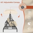 thumbnail image 6 of TLSUNNY 3 Seat Outdoor Porch Swing with Canopy, Convertible Patio Swing Bed, Patio Glider Swing W/ 2 Side Trays, 2.4'' Thicken Cushions, for Balcony, 6 of 10