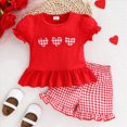 thumbnail image 2 of Xudanell Newborn Girl Clothes Baby 2 Piece Outfits Girl Heart Printed Short Sleeved Set Tops Plaid Shorts Trendy Red 6-9 Months, 2 of 7