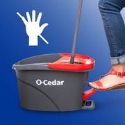 O-Cedar Easywring Microfiber Spin Mop & Bucket Floor Cleaning System With 1 Extra Refill, Red / Gray