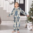 thumbnail image 6 of Soft Big Kids Onesie Pajamas Cozy Loose-Fit Jumpsuits for kids with Pockets for Christmas Lounge & Play Elegant Blue Flowers Pattern, 6 of 8