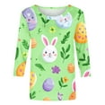 thumbnail image 5 of Jjayotai 3/4 Sleeve T Shirts for Women, 2025 Easter Graphic Bunny Easter Eggs Print Tops, Crewneck Casual Holiday Plus Size Tee Tshirts Multicolor XXL, 5 of 5